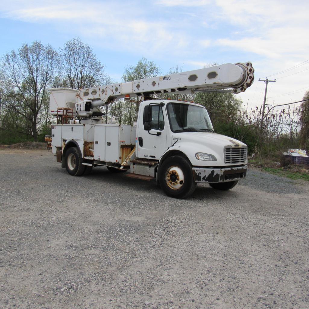 Altec AM55, 55' Rear Mounted 2-Man Bucket Areial Boom, S/N 0412DM3891, Front & Rear A-Frame