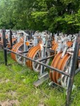 LOT: (30) Sherman & Riely Multi Sheeve Stringing Blocks and Stands (LOCATED: 19731 EAST PINE ST.,