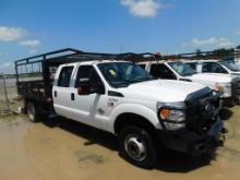 Ford F350 Super Duty Crew Cab Stake Bed Truck, VIN: 1FD8W3HT8EEA11464, 112" x 96" Bed, 6.7 L Power