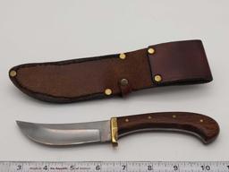 David Benitez Signed 79' Custom Fixed Blade Wood Handle Knife & Sheath