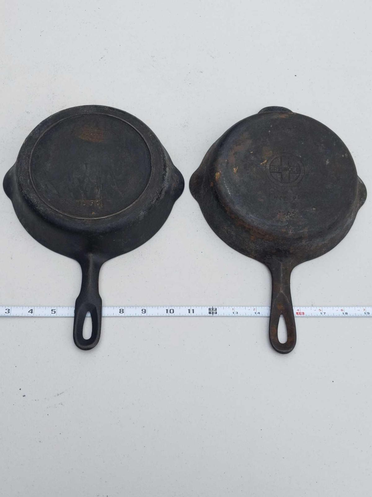 Griswold - Early No 5 1030 & 2502 Cast Iron Skillets