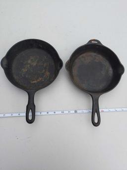 Griswold - Early No 5 1030 & 2502 Cast Iron Skillets