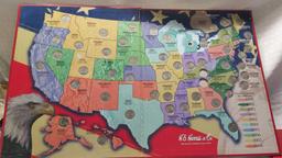 Fifty State Quarters Collector's Map with Quarters (Missing 3, Michigan, Kentucky & Tennessee)
