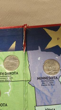 Fifty State Quarters Collector's Map with Quarters (Missing 3, Michigan, Kentucky & Tennessee)