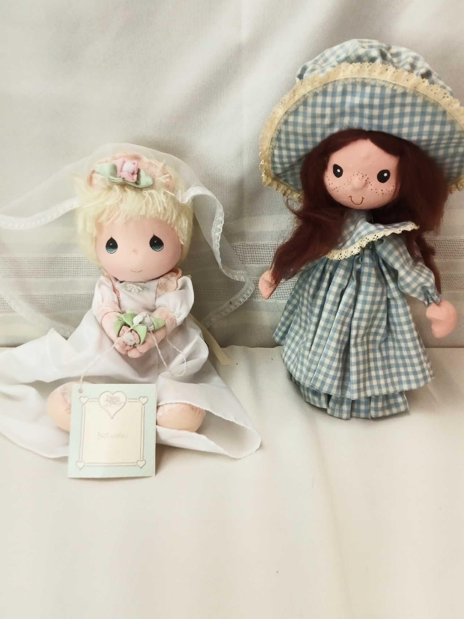 PRECIOUS MOMENTS WEDDING DOLL 12" AND HOMEMADE HOLLY HOBBY STYLE DOLL STYROFOAM BODY