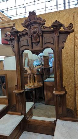 VICTORIAN WALNUT DRESSER WITH MIRROR DIMENSIONS IN PICTURE