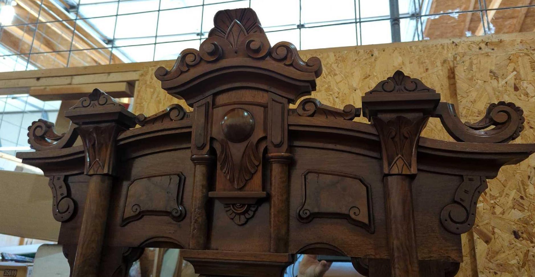 VICTORIAN WALNUT DRESSER WITH MIRROR DIMENSIONS IN PICTURE