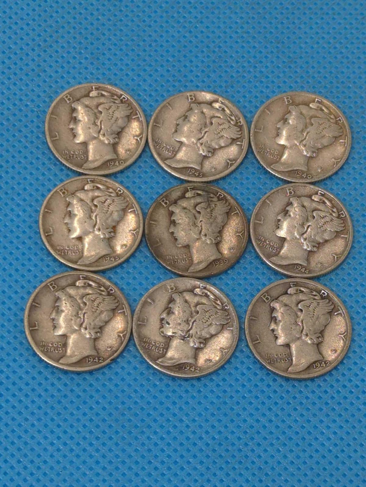 MERCURY DIME LOT - 9