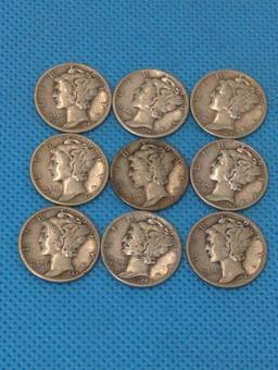 MERCURY DIME LOT - 9