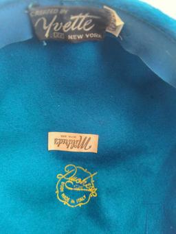 TEAL WOOL LADIES HAT CREATED BY YVETTE DUCKESS MADE IN ITALY