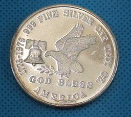 TRI-STATE REFINING ONE TROY OZ. .999 FINE SILVER ROUND