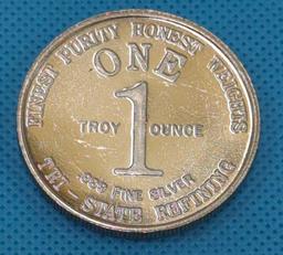 TRI-STATE REFINING ONE TROY OZ. .999 FINE SILVER ROUND