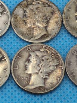MERCURY DIMES LOT OF 25 - VARIOUS DATES - SILVER
