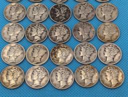 MERCURY DIMES LOT OF 25 - VARIOUS DATES - SILVER