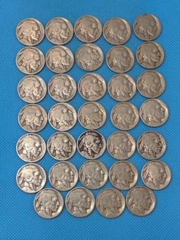 BUFFALO NICKELS LOT - 1920-29 - 1923-34 - 43 TOTAL - NUMBERS ARE FAINT