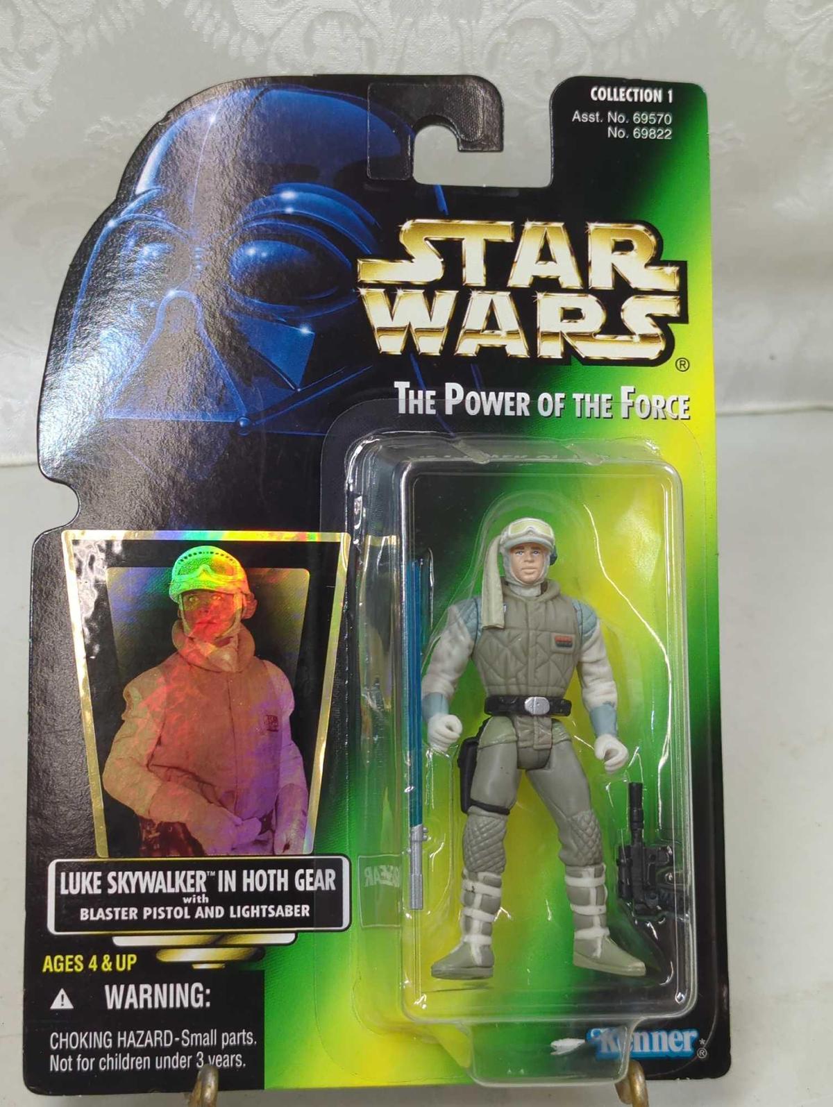 STAR WARS THE POWER OF THE FORCE - LUKE SKYWALKER INP HOTH GEAR W/ BLASTER PISTOL AND LIGHTSABER -