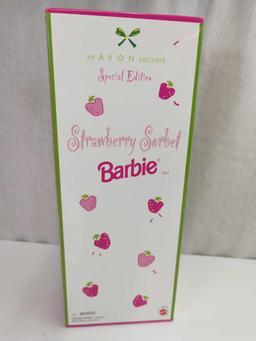 BARBIE DOLL AN AVON EXCLUSIVE STRAWBERRY SORBET BARBIE CAUCASIAN BLONDE F120081 IN BOX MADE BY