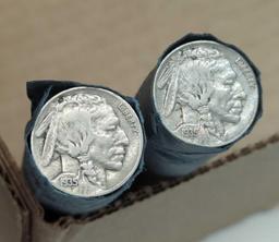 TWO ROLLS 1937 BUFFALO HEAD NICKELS - 80 TOTAL