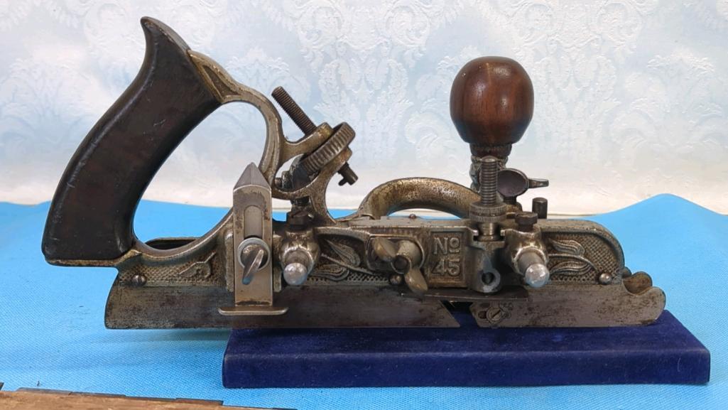 Stanley No. 45 Combination Plane with Cutter Box No. 1 & No. 2