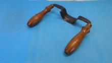 Vintage Drawknife with Wooden Handles and Brass Ferrules