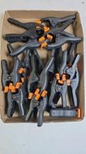Spring Clamps, Black and Orange, Plastic With Rubber Grips