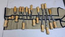 12-Piece Woodworking Files and Rasps Set with Canvas Roll
