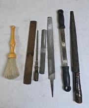 Set of Metal Files and Rasp with Dusting Brush, Microplane Handle