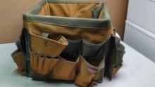 Bucket Boss Tool Organizer, Canvas/Fabric, Brown/Green, Multiple Pockets