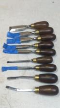 Woodcraft 8-Piece Carving Chisel Set, Wood Handles, Brass Ferrule