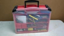 Electronics Component Organizer, Red, 12 Compartments, Includes Wires & Adapters