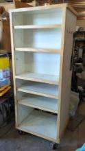 Rolling Storage Shelf Unit, 5 Shelves, Wood/Composite, Caster Wheels