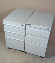 Ergotron Metal Office Filing Cabinets, 3 Drawers, Lockable, Mobile, White