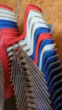 10 Stackable Plastic Molded Shell Chairs, Metal Frame