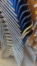 10 Stackable Plastic Molded Shell Chairs, Metal Frame