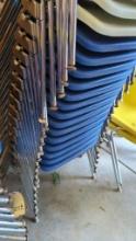 10 Stackable Plastic Molded Shell Chairs, Metal Frame