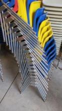 10 Stackable Plastic Molded Shell Chairs, Metal Frame