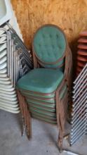 Carroll Chair Co. Banquet Chair, Metal Frame, Green Padded Upholstered Seat - 7 count