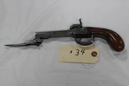Belgium .465 cal Boot Pistol with hinged spring bayonet, c. 1840 (London)