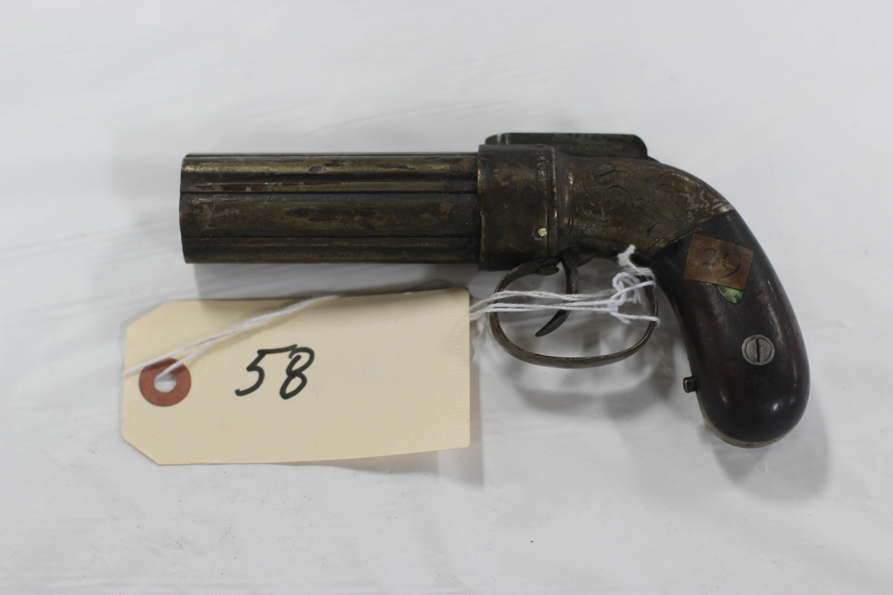 AWS Fies .32 cal 6-Shot Pepper Box Pistol in cast steel