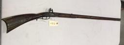 Early Kentucky 45 cal Flintlock Rifle w/full curley maple stock including silver inlay, decorated pa