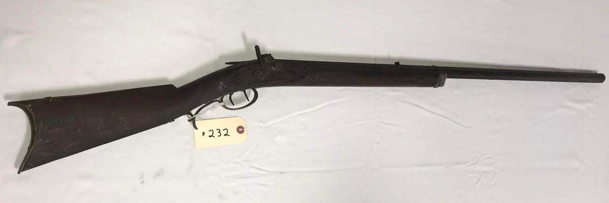 Early Kentucky Half Stock .32 cal Percussion Rifle w/walnut stock & barrel signed "J. Marker" (missi