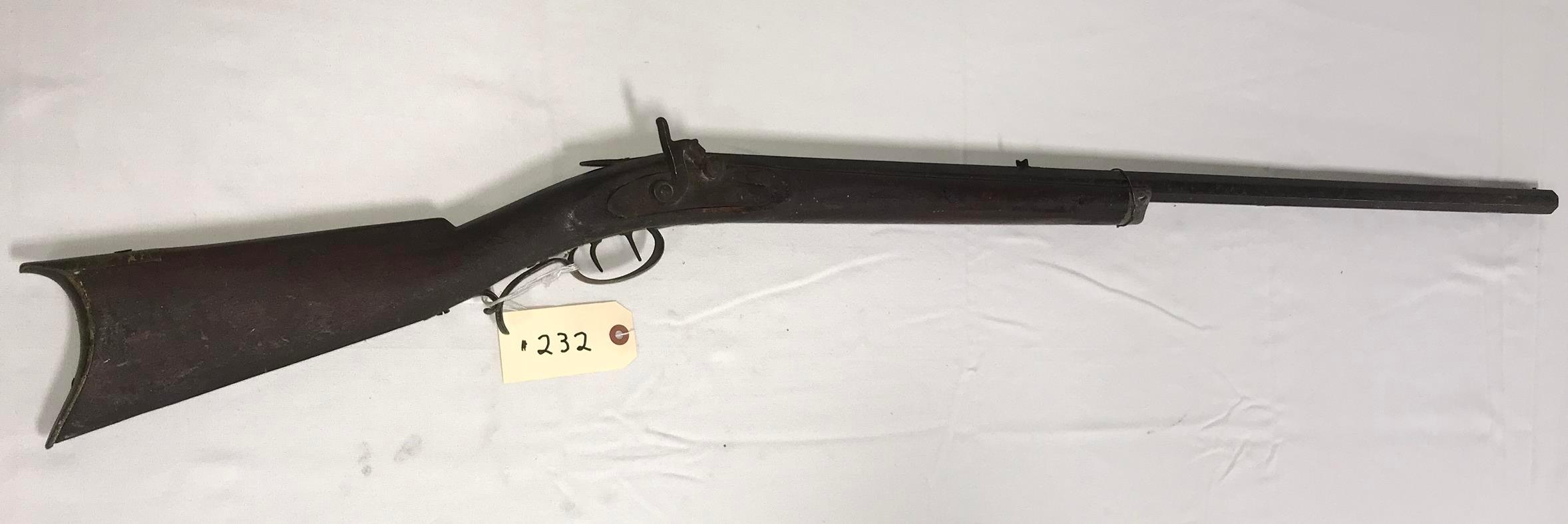 Early Kentucky Half Stock .32 cal Percussion Rifle w/walnut stock & barrel signed "J. Marker" (missi