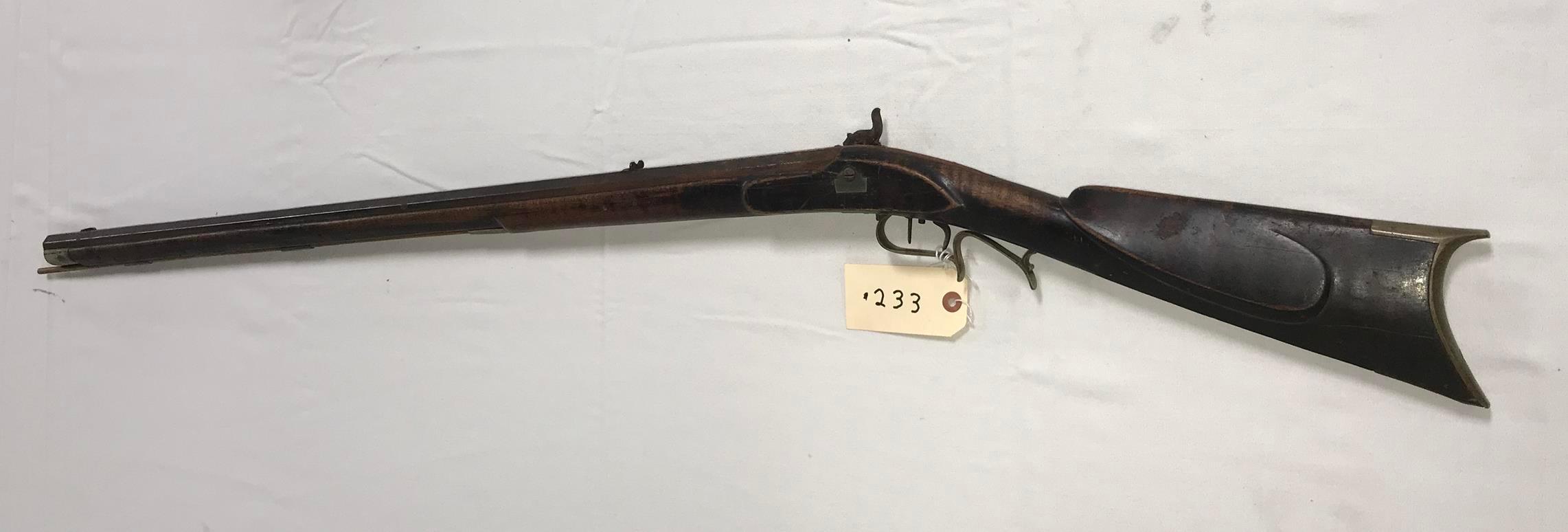 Early Kentucky Full Stock .32 cal Percussion Rifle w/maple stock & barrel signed "D. Oblinger, Piqua