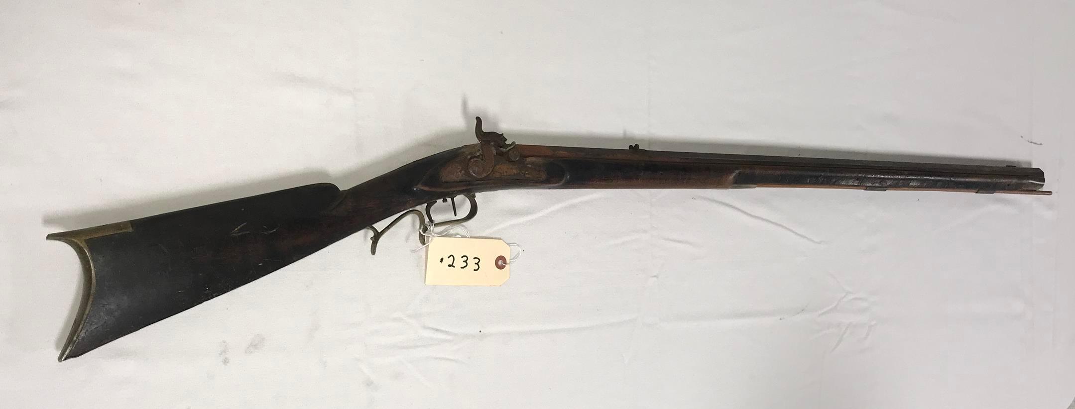 Early Kentucky Full Stock .32 cal Percussion Rifle w/maple stock & barrel signed "D. Oblinger, Piqua