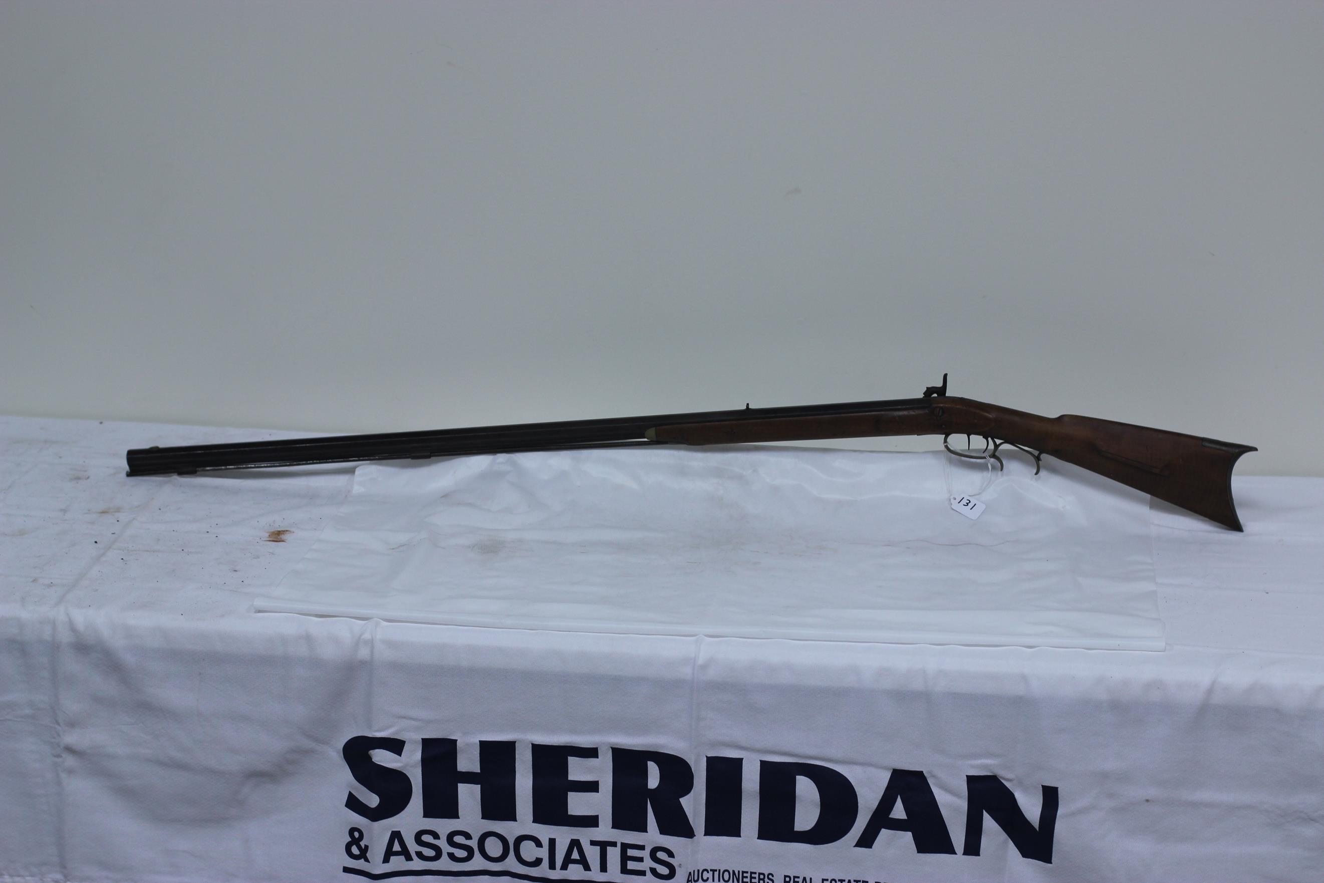 #131-.36 CAL KENTUCKY RIFLE W/HALF STOCK & BARREL MARKED "LEMAN, LANCASTER" (ROUGH)
