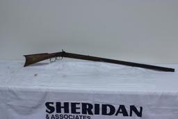 #131-.36 CAL KENTUCKY RIFLE W/HALF STOCK & BARREL MARKED "LEMAN, LANCASTER" (ROUGH)
