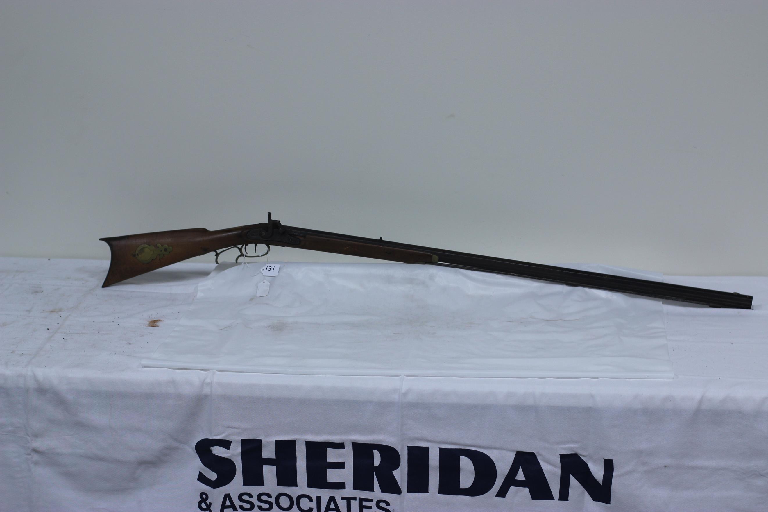 #131-.36 CAL KENTUCKY RIFLE W/HALF STOCK & BARREL MARKED "LEMAN, LANCASTER" (ROUGH)