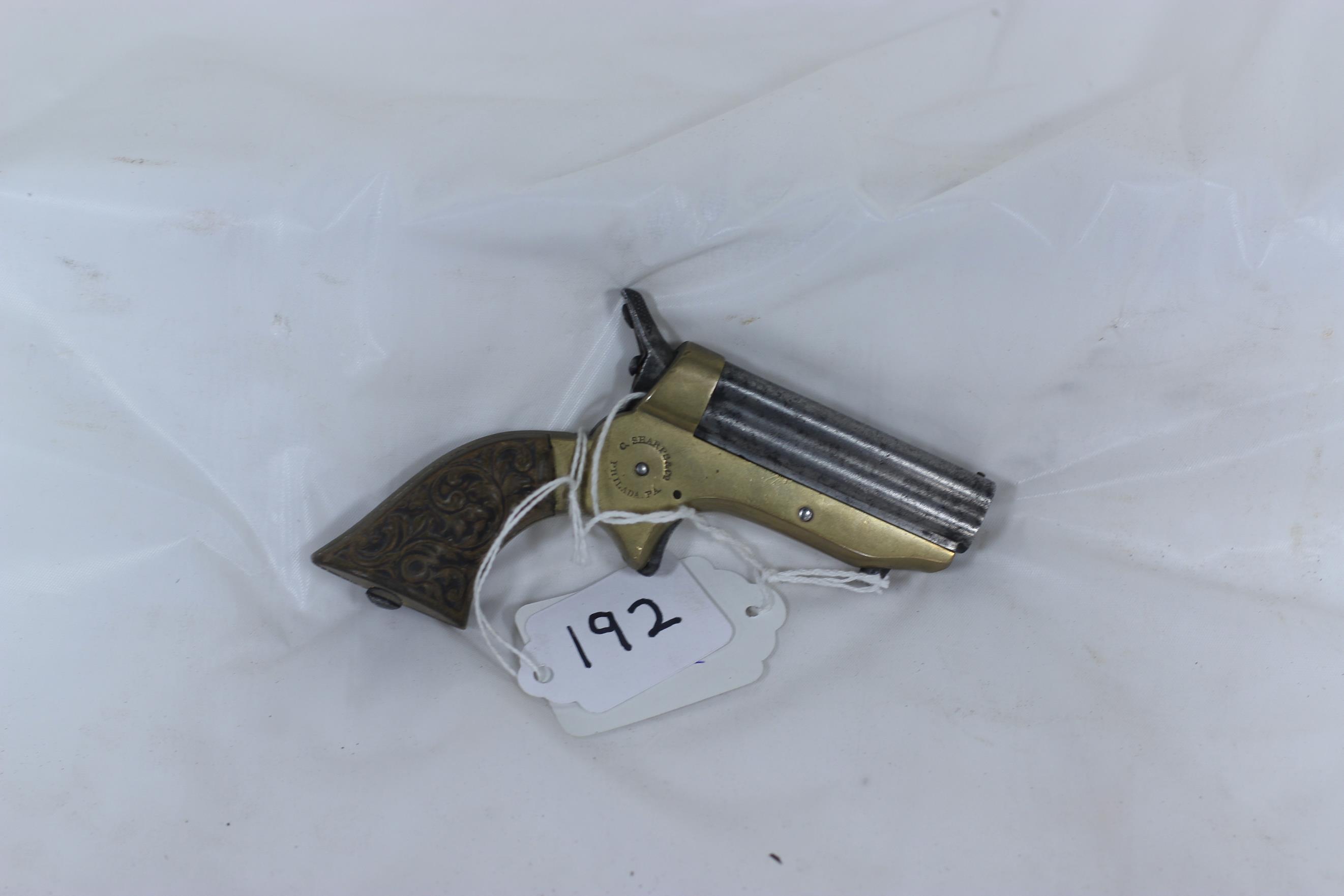 #192-C. SHARPS .22 CAL 4-BARREL PEPPERBOX W/WOOD CARVED GRIPS