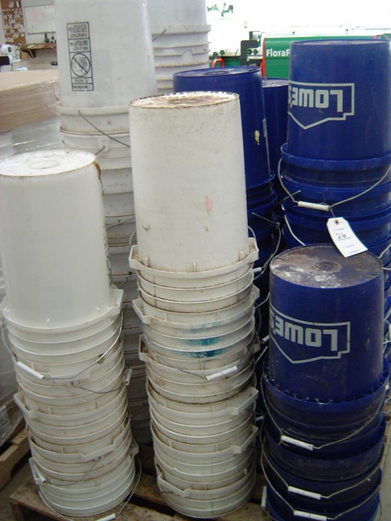 (1) PALLET APPROXIMATELY (84) TOTAL BUCKETS: (49) 5-GALLON, 35 MISCELLANEOUS 5- TO 7-GALLON BUCKETS)