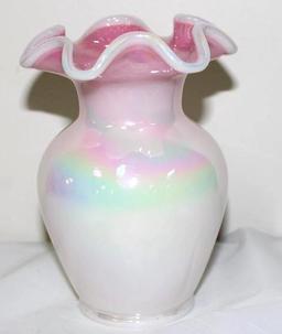 FENTON LUSTERWARE RUFFLED TOP VASE, 5.5"